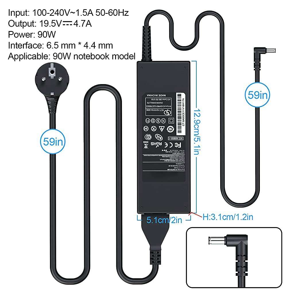 ZIBUYU® 90W Laptop Charging Cable for Sony Vaio 19.5V 4.7A Power Supply Laptop AC Adapter for Sony Laptop Series Safe Charging Sony Laptop Charging Cable Adapter Replacement 3