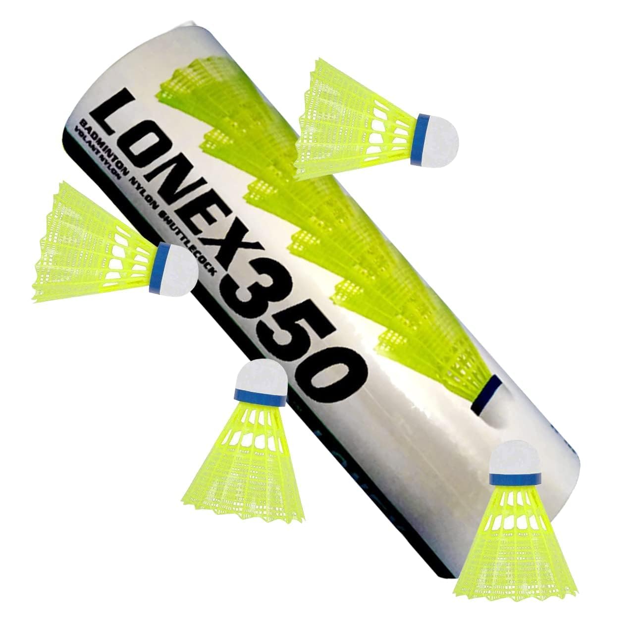 Ravido Set of 6 Lonex 350 Badminton Nylon Shuttlecock with Heavy Cork with Excellent Flite, Kids Beginner's Practice Shuttle Cocks (Yellow) 1