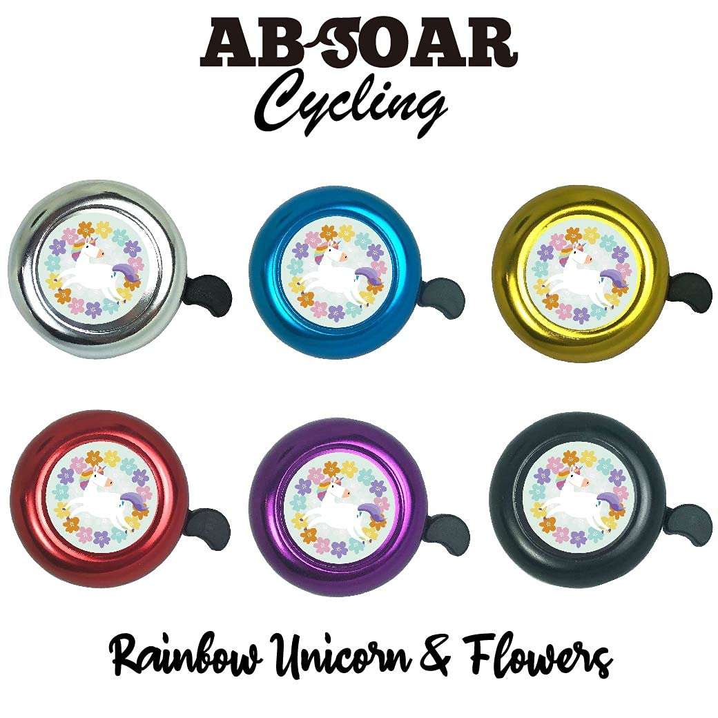 ABSOAR Cycling Bike Bell Dabbing Unicorn for Kids Girls Boys Adults Spaceship Planet UFO Mountain Bike Road Bike Kids Bicycle Bells, Outer Space Unicorn Red 4