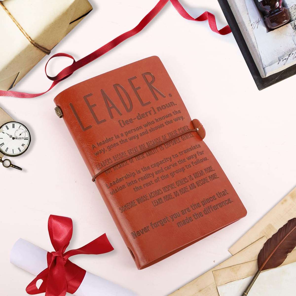 TuSuQing Leader Gift Thank You Gifts for Leader Boss Mentor Supervisor Retirement Leaving Coworker Farewell Promotion Celebration Birthday Work Office Gift Leader Definition Leather Planners 5