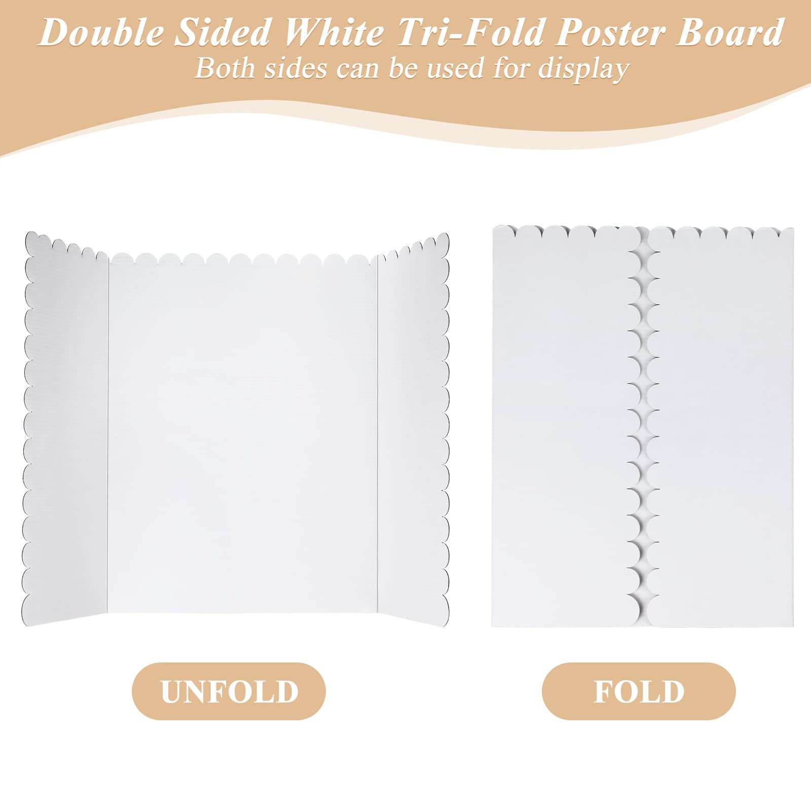 12 Pcs 24 x 36 Inch Trifold Poster Display Boards White for Science Fair Presentation Projects Photo Exhibition Display Tri fold Board Foldable Paperboard for School Supplies Bulk Business 3