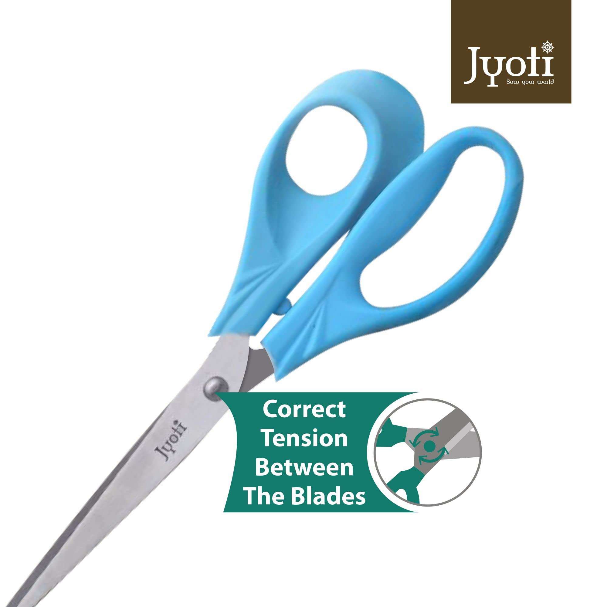 Jyoti Scissor for Dressmaker's Use - 802 (8 Inch) Stainless Steel Blades with Plastic Handle, Optimum Comfort & Pointed Blades, Ideal for Paper Cutting, Household, Sewing, Art and Crafts - Pack of 10 5