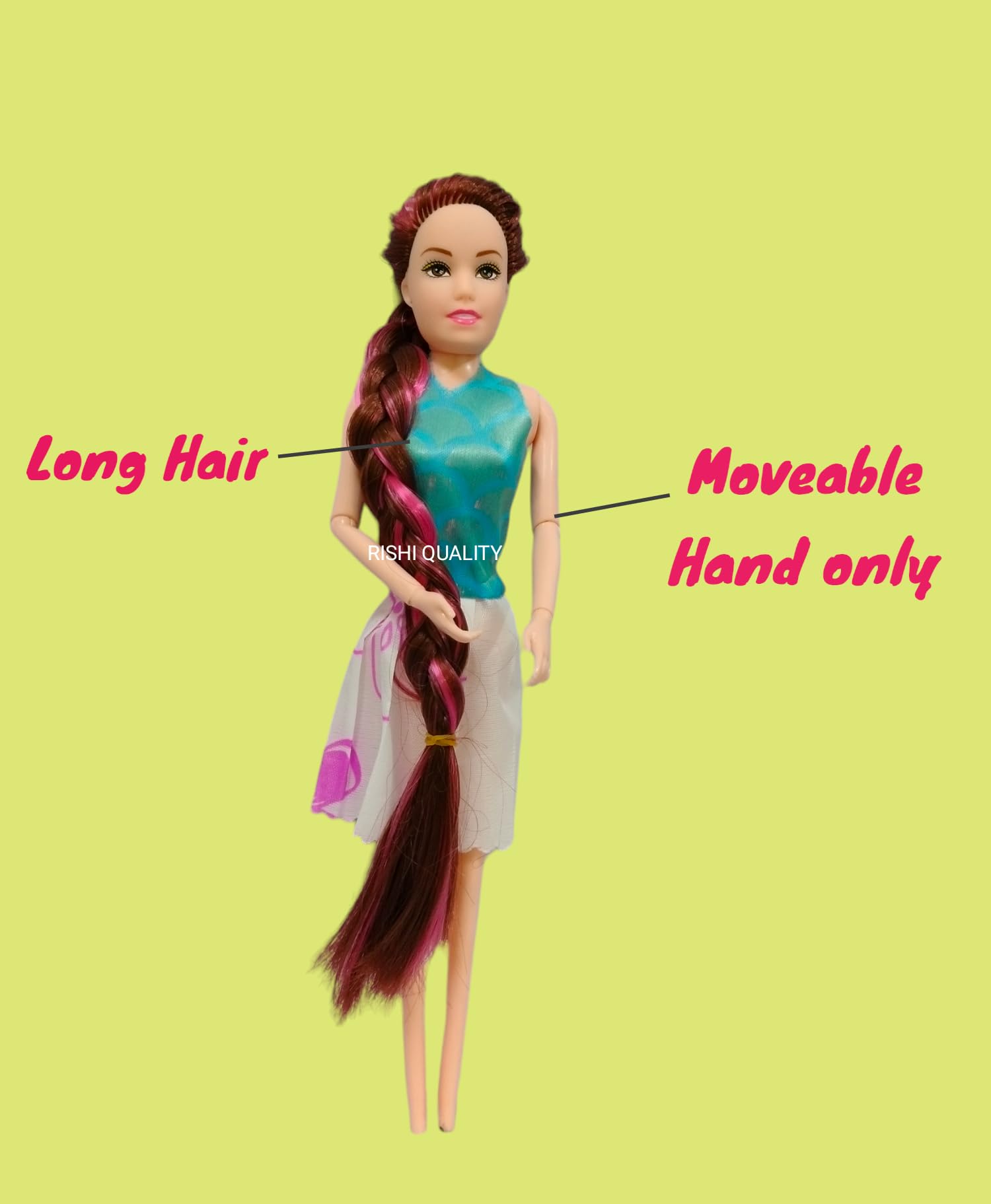 RISHI QUALITY Cute Long Hair Doll Toy with Moveable Arms, Hands for Girl. Doll with Accessoires for Playing. Birthday Return, Wedding, Diwali, Rakshabandhan Gift. (Doll Set) 4