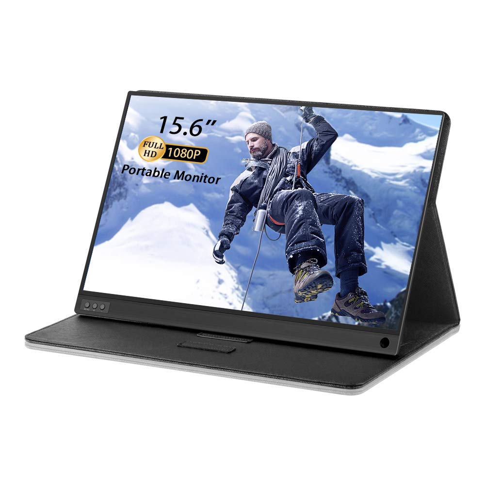 PONKLOIE Portable Monitor for Laptop VESA Extremely Slim & Eye Care Portable Screen USB C HDMI FHD 1080P Computer Monitor with Speakers and Cover for Laptop, MacBook, Xbox 3