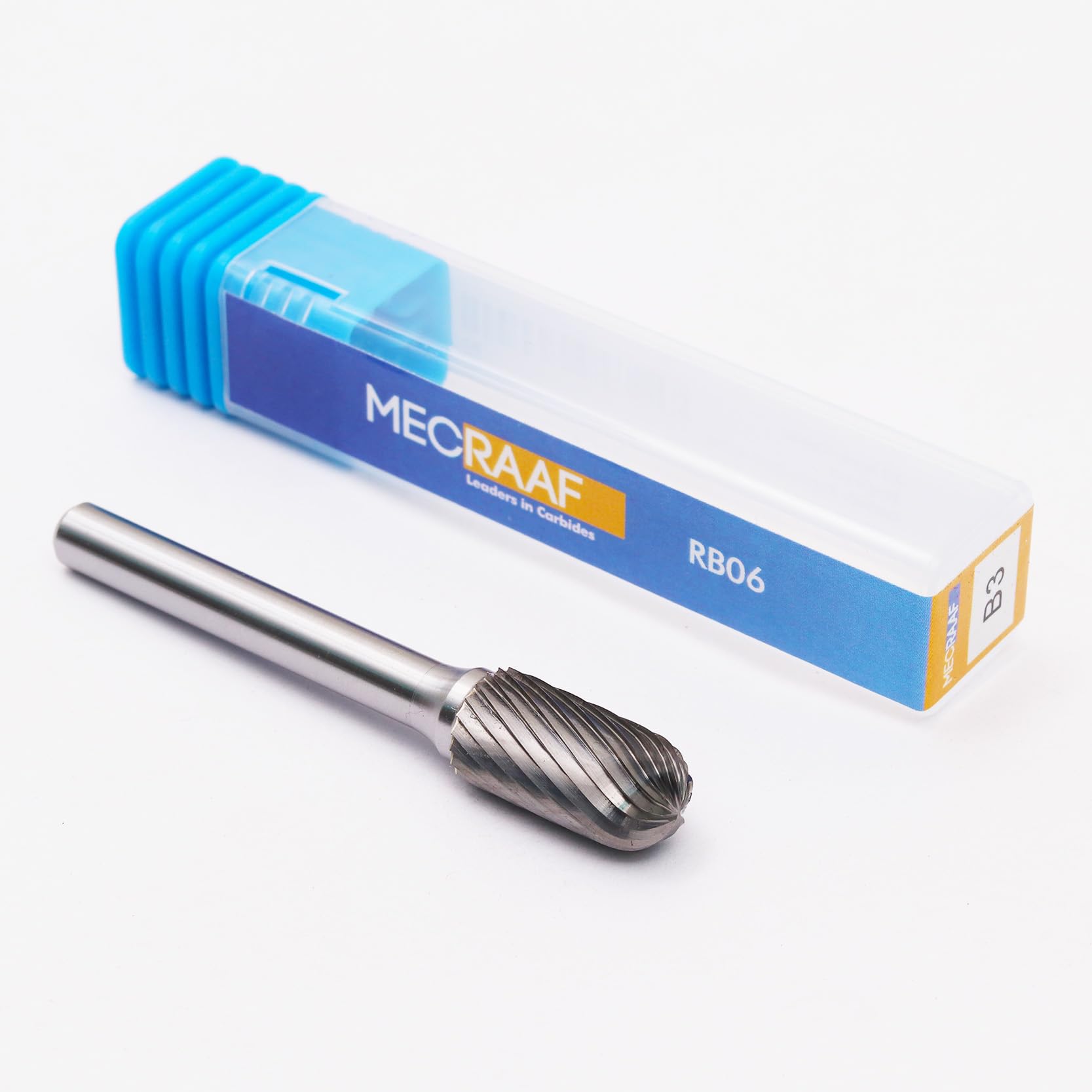 MECRAAF® Super Grade Carbide Rotary Burr Cutter|Single Cut| 6mm Shank (1/4") | Head Dia: 9.5mm|Die Grinder Bit|Cylindrical with radius end|for Metal Wood Carving Engraving Polishing Drilling (B3) 1