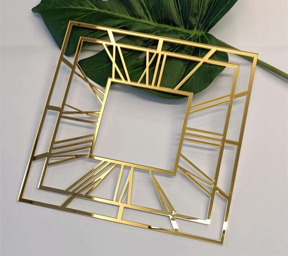 Yuxuanish Set of 2 Square Modern Mirror Clock Faces,Gold, Silver,Rose Gold Acrylic Mirror Panel for Clock Making and Resin Art Projects (Gold Mirror3MM, 30CM) 1
