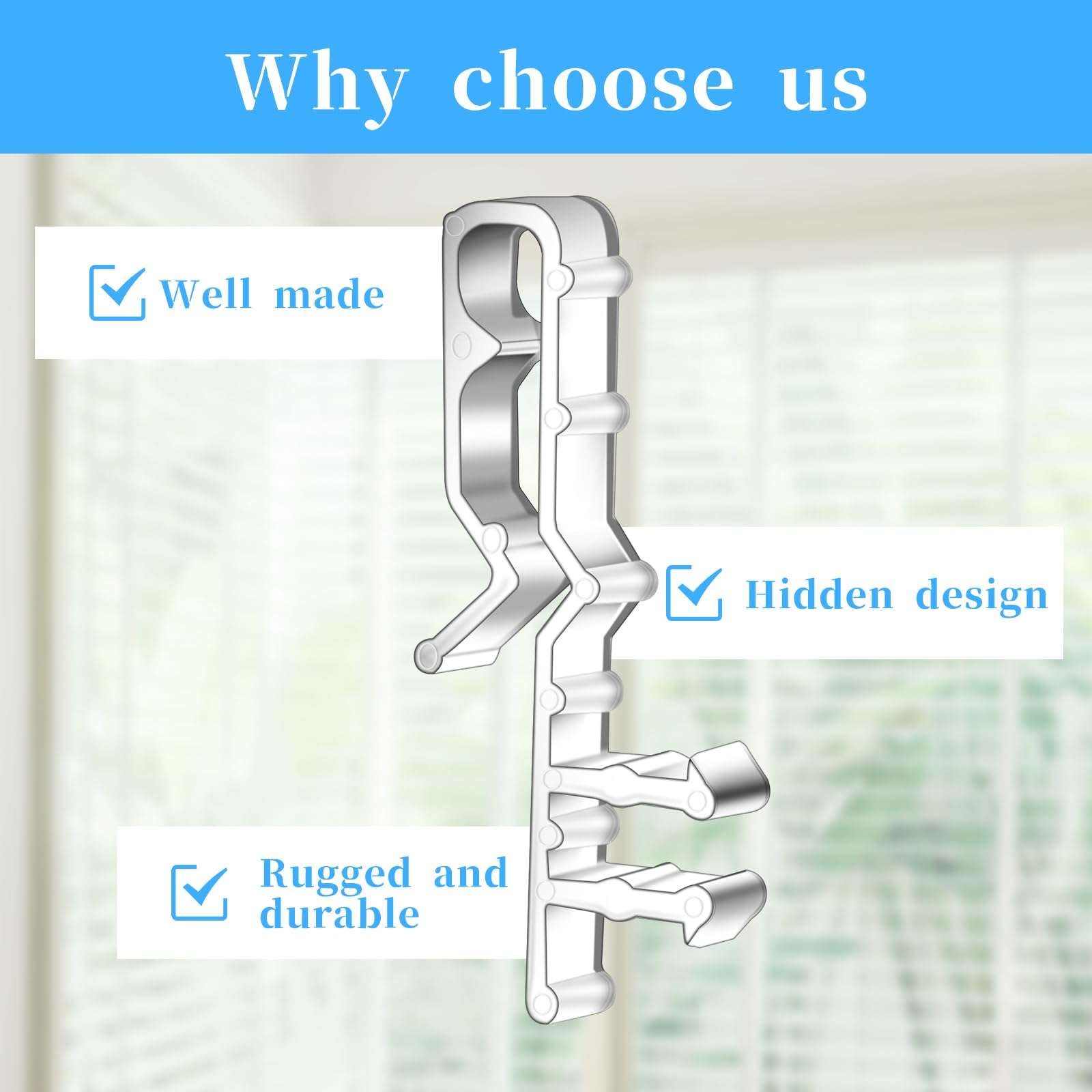 Valance Clips for Blinds, 12 Pcs 2-1/8inch Clear Plastic Blind Clips Mini Hidden Channel Blind Valance-Clip Window Blinds Retainer Holder Clip for The Valance with a Groove in The Back 5