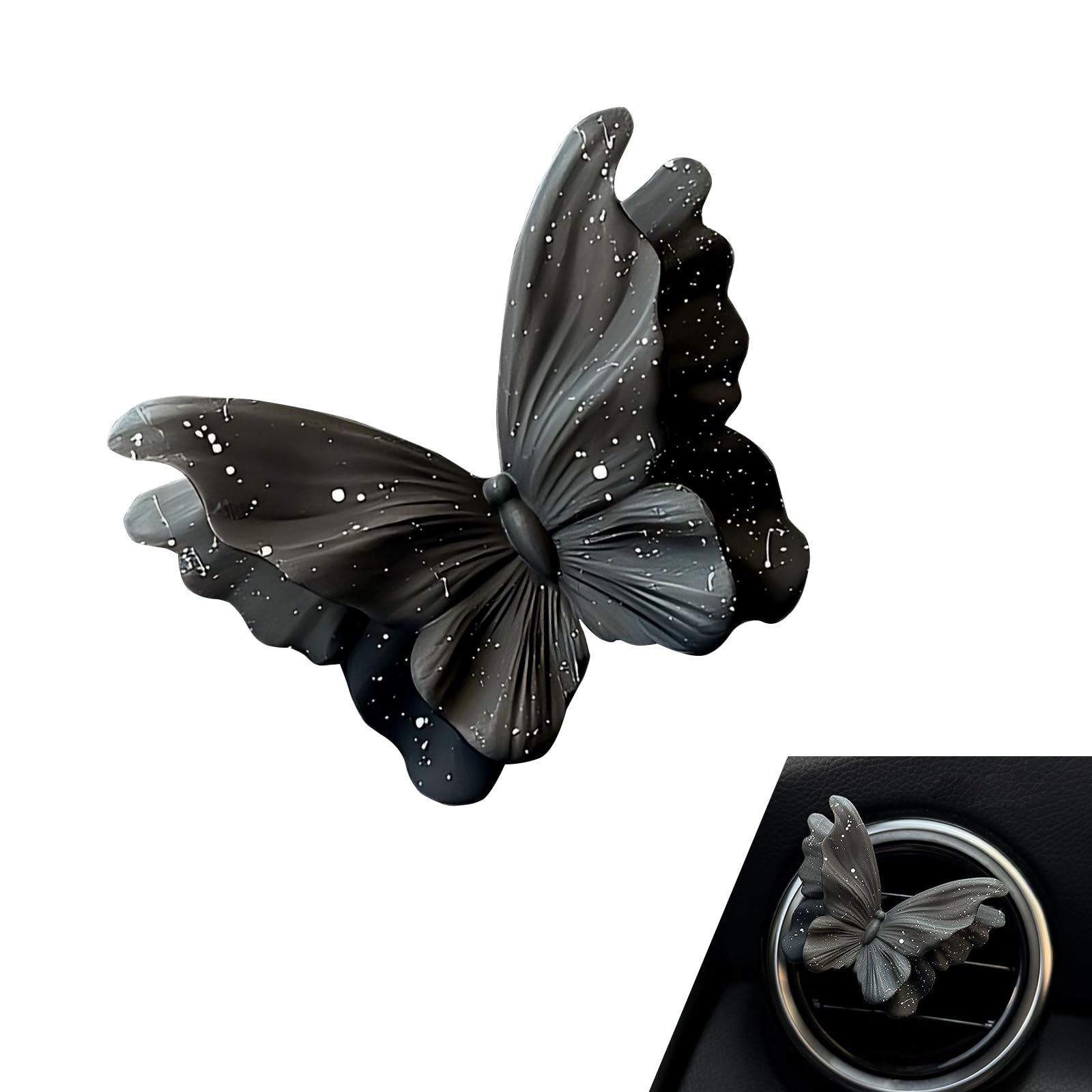 Foelony Elegant Butterfly Air Vent Clip, Dashboard Air Outlet Clip, Romantic Car Interior Vent Decoration, Universal for Most Cars (Black White) 1
