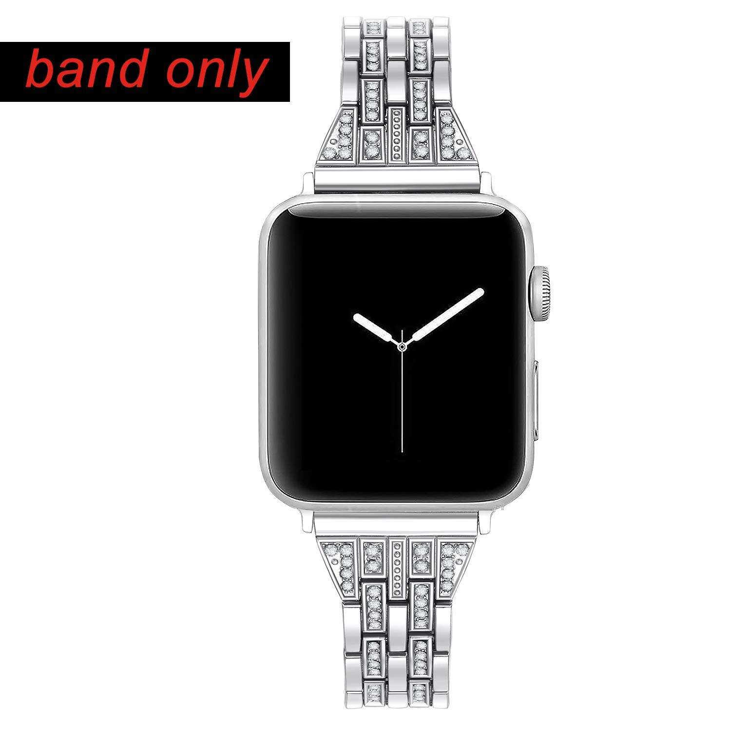 Dealfreez 38/40 MM Diamond Bling Metal Band Stainless Steel Replaceable Strap Bracelet Compatible with Apple Watch iWatch Series SE/6/5/4/3/2/1 (Silver) 3