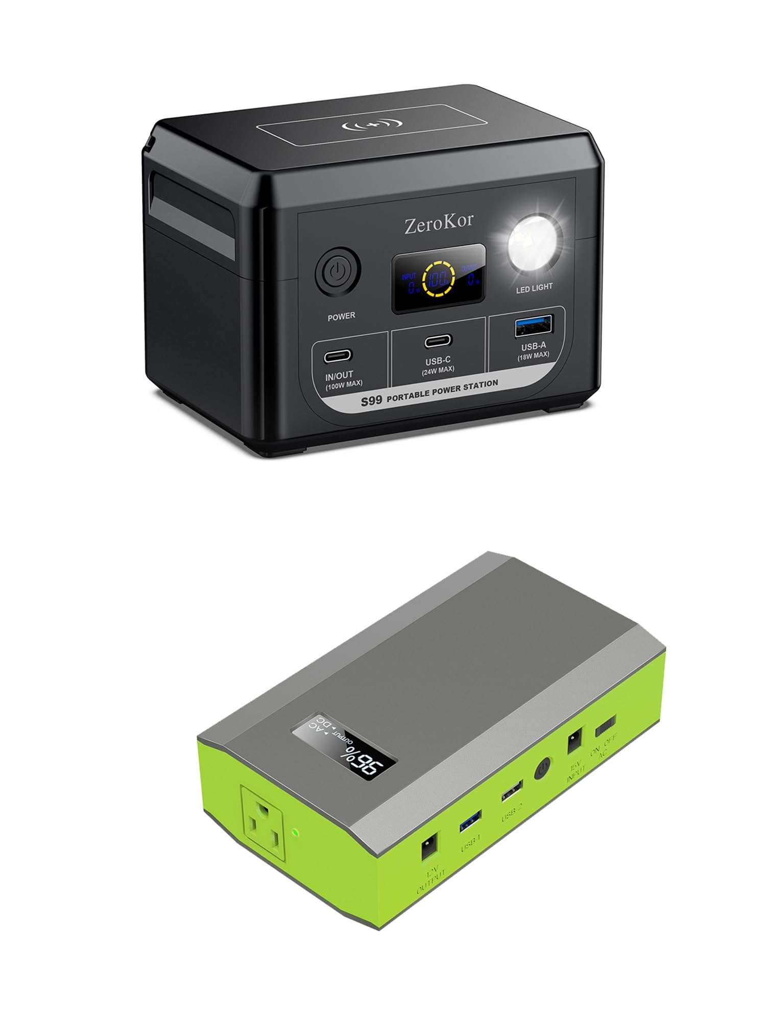 ZeroKor Portable Power Bank with 65W 110V AC Outlet, 100W Power Station USB C Fast Charging Battery Pack for Laptop Smart Devices Outdoor Power Outage Backup 1