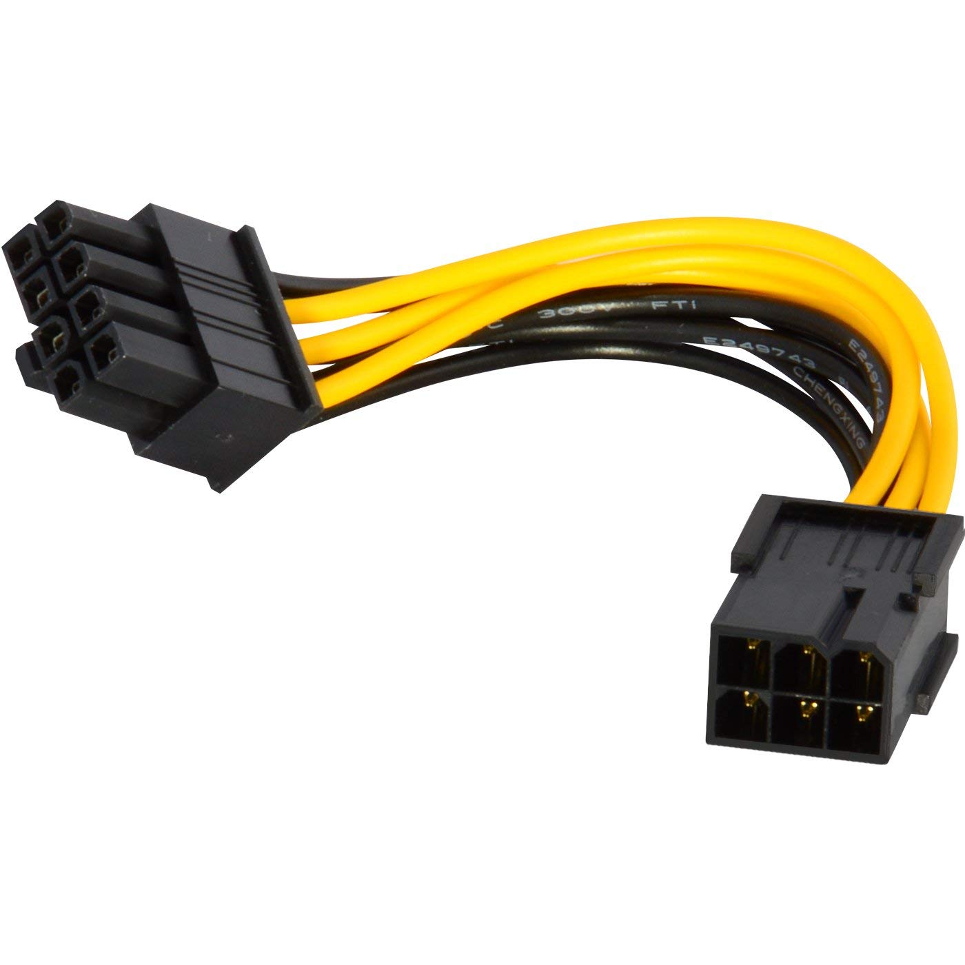 2 Pack 6 Pin Male to 8 Pin Male PCIe Express Power Adapter Cables for Graphics Video Card 6Pin to 8Pin PCI-E Power Cable 20CM 6