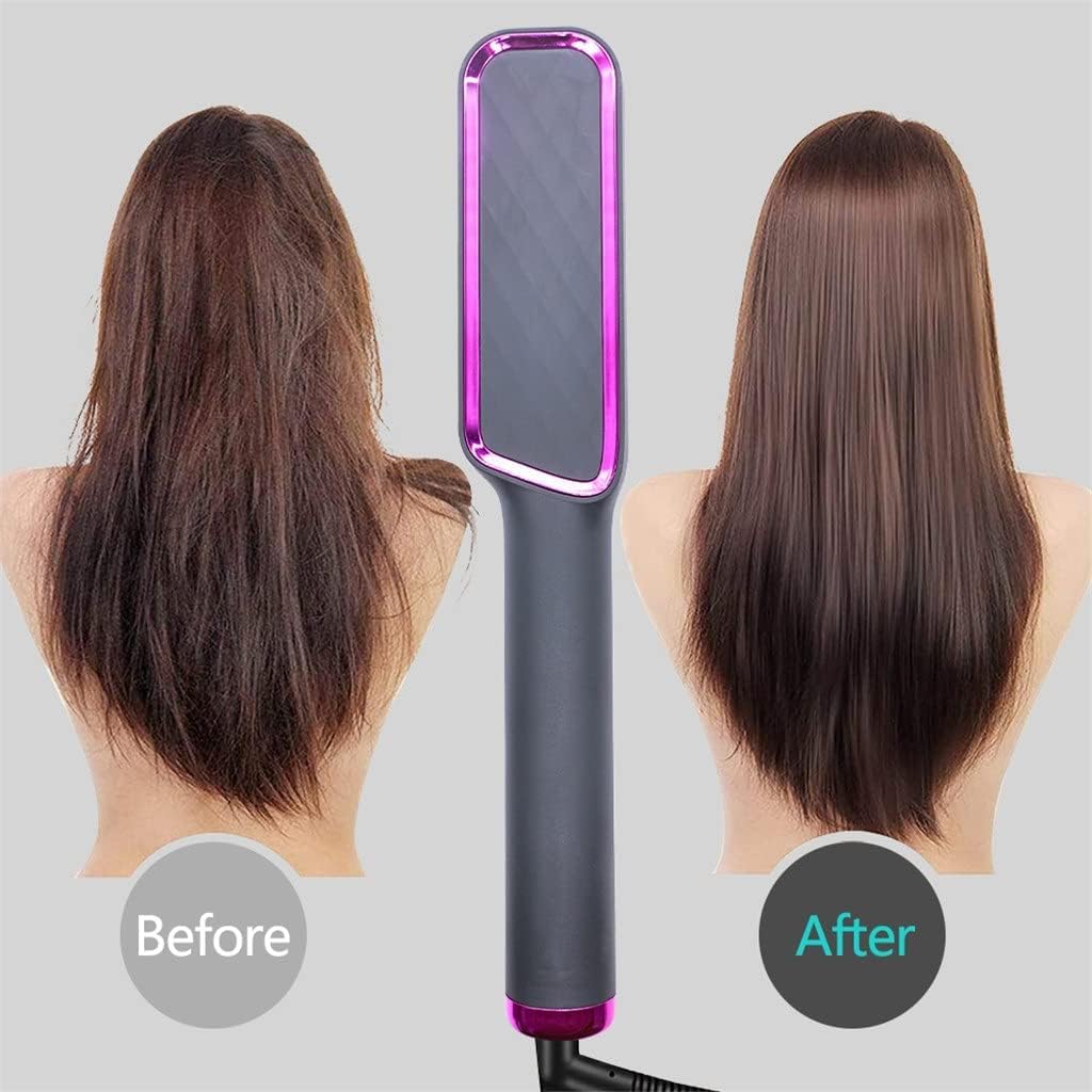 NANZU Hair Straightener Brush Hair Straightener Comb Anti-Scald Hair Straightening Brush Fast Heating Ceramic 4