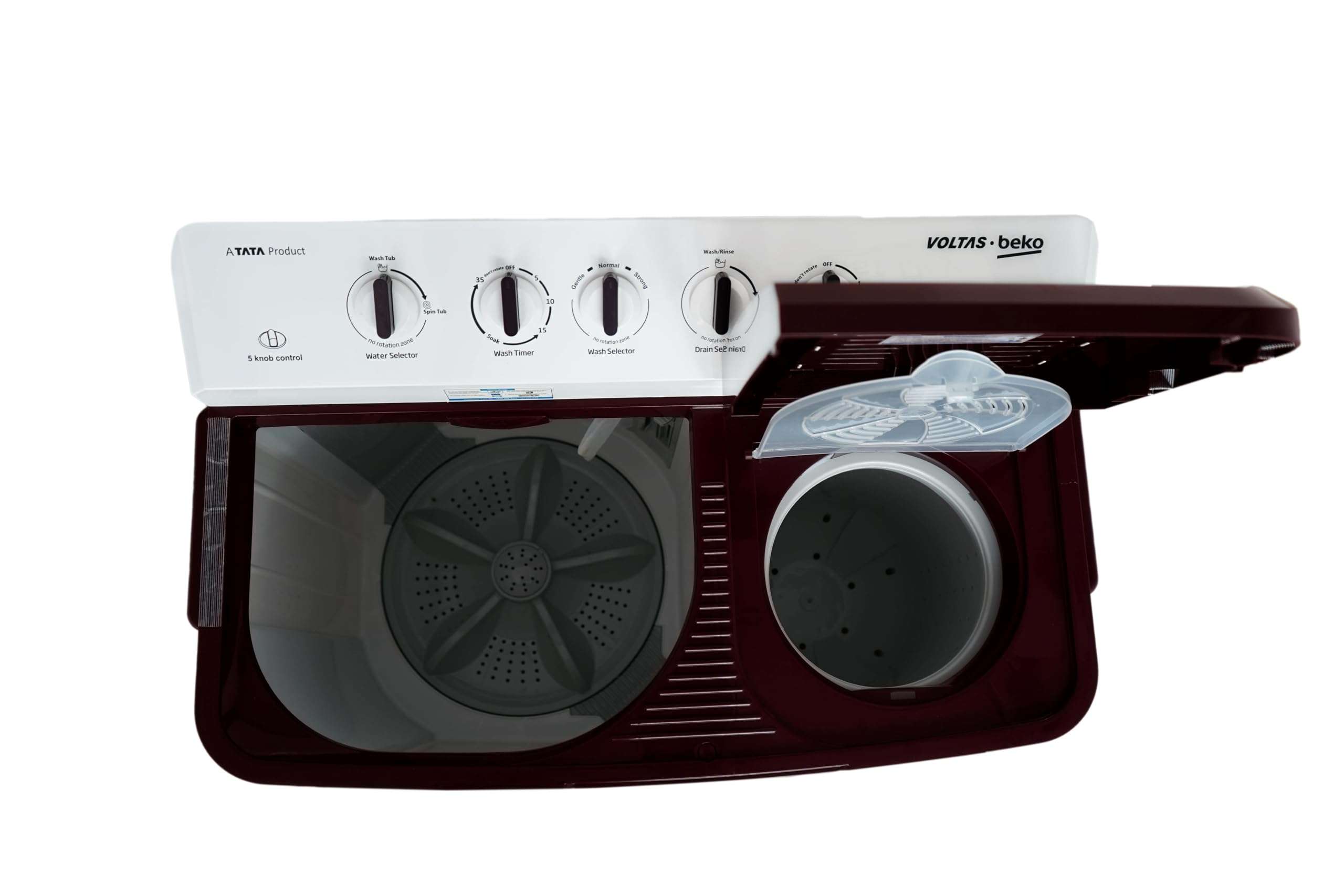 Voltas Beko by A Tata Product 7 kg 5 Star Semi Automatic Top Load Washing Machine Burgundy 2024 (WTT70UHA/BRSSWH5POD) 5