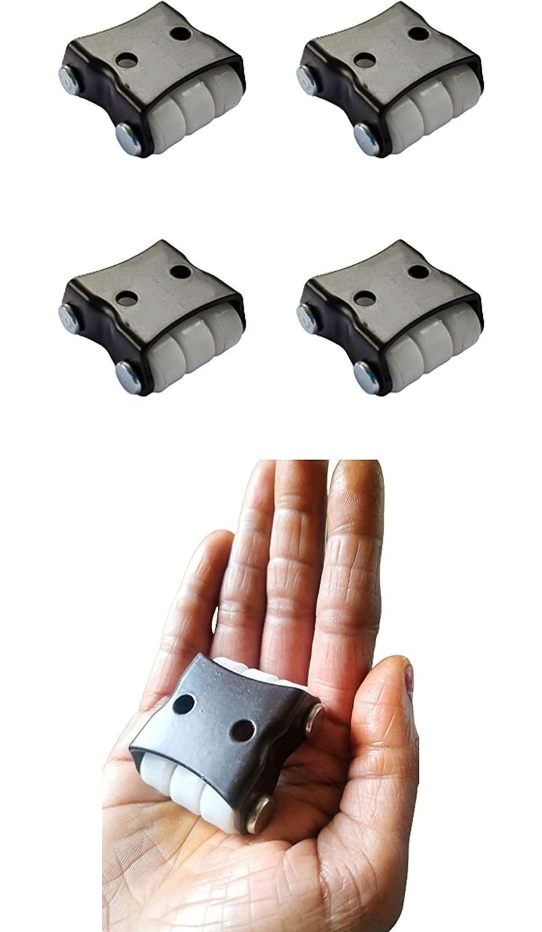 Castor Wheel for Furniture/Heavy Duty 6X Small Mini Fix Moving Wheel Caster- 150kg Load Capacity (Black - White) Pack of 4 4