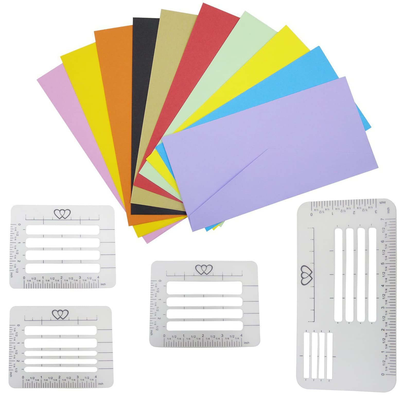 Envelope Stencil, Envelope Stencil Template, Envelopes Addressing Guide Stencils 4 Style with 2 Envelopes, Envelope's Addressing Stencils, Address Line Calligraphy Ruler Templates 6