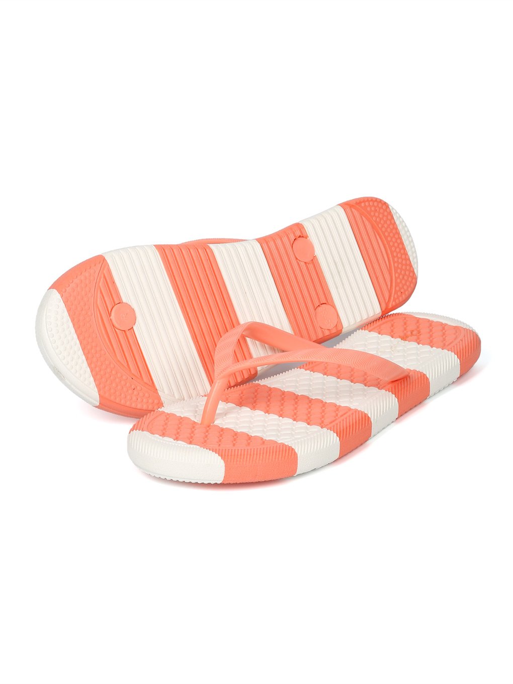 Qupid HH43 Women PVC Striped Thong Sandal HH43 - Coral (Size: 7.0) 4