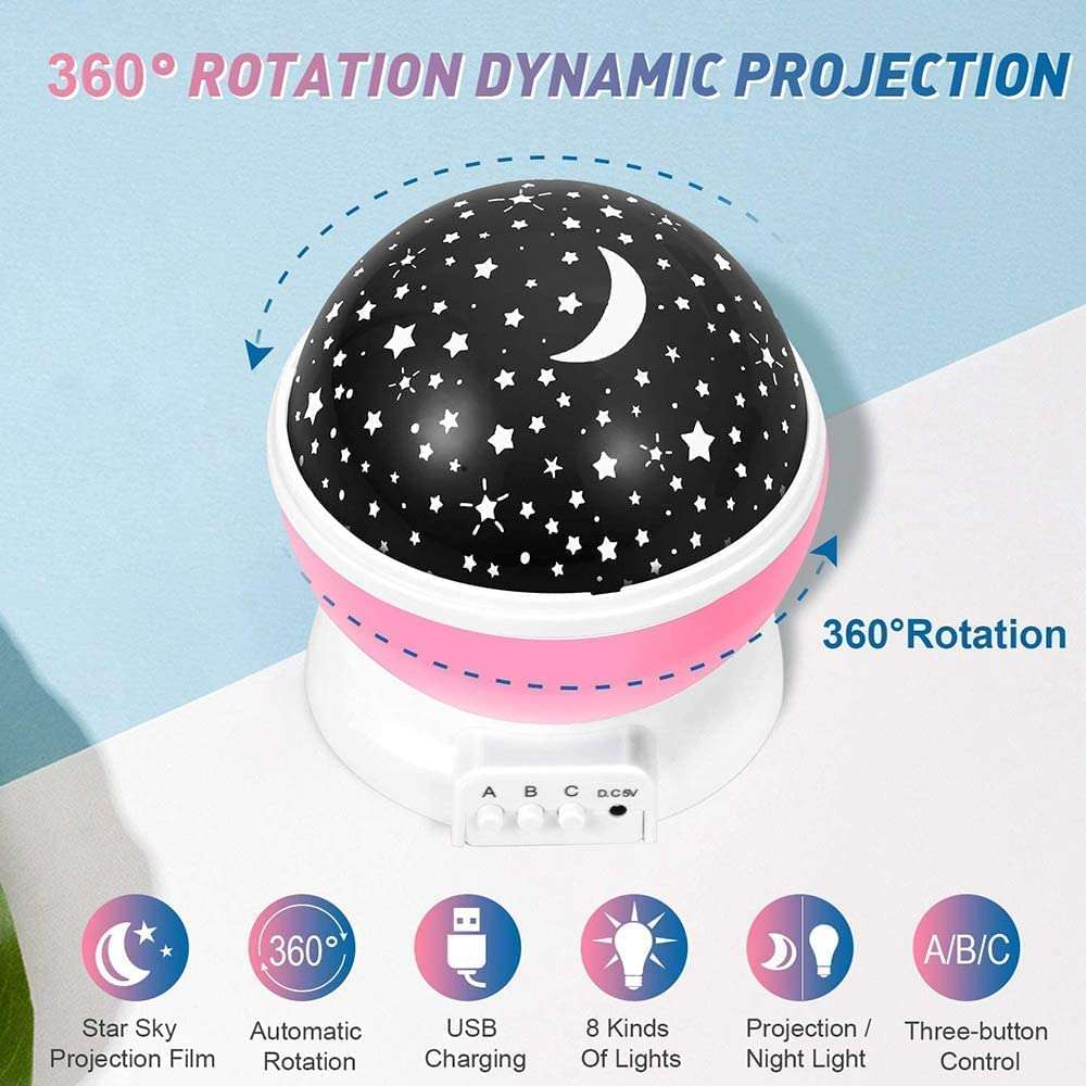 Abhsant Star Projector Night Lights for Kids,Stars Rotating 8 Color for Bedroom 3 4 5 6-12 Year Old Girl Birthday Christmas Xmas Gifts Toys for 3-6 7 8 9 10 Year Old Girls Boys Kid Child Babies 4