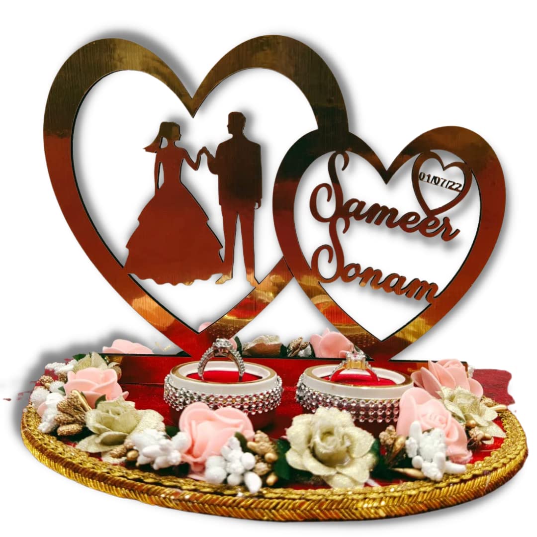 Unique Palette Personalized Engagement Wedding Ring Platter | Wedding Ring Platter | Marriage Décor | Engagement Tray (Style-1) 1