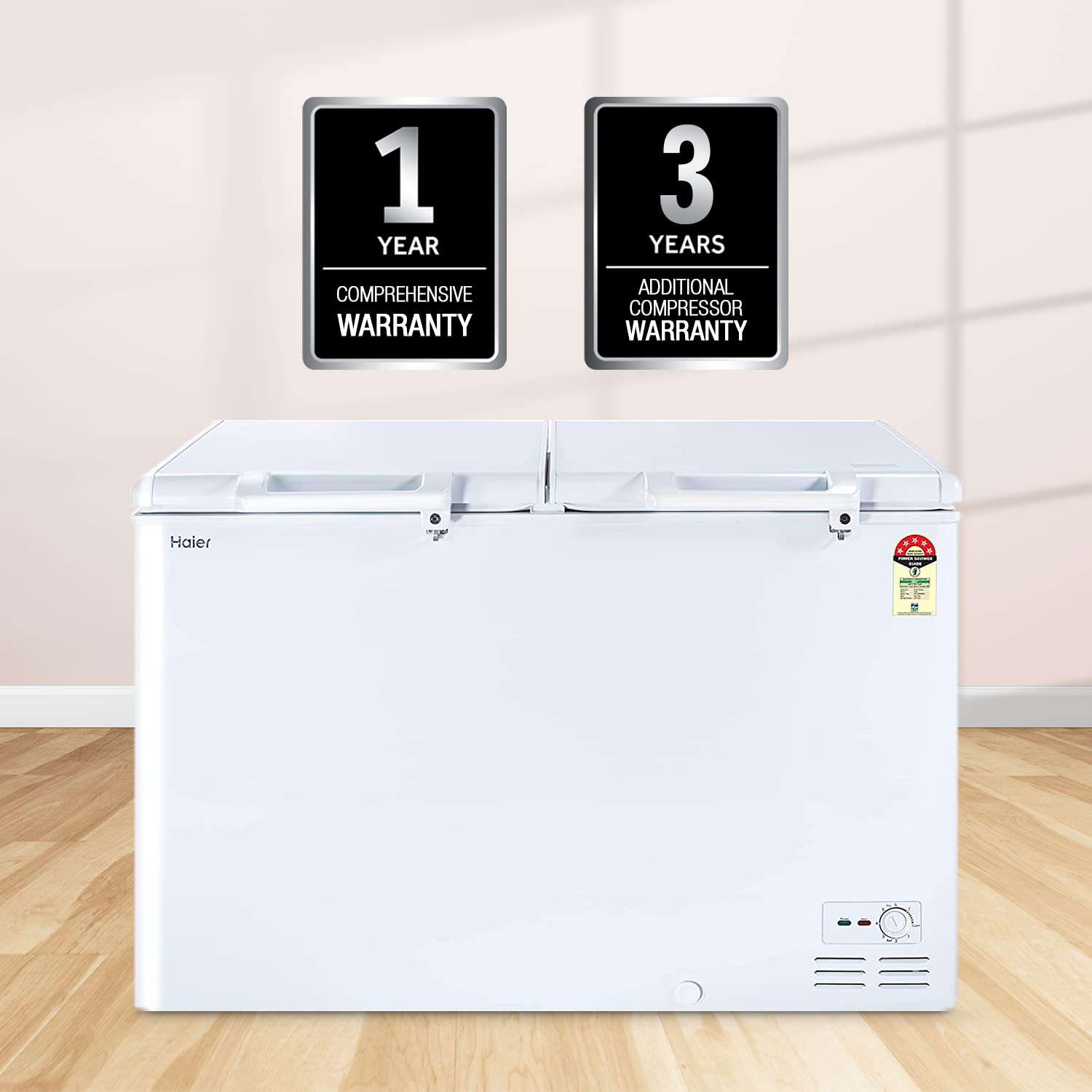 Haier HFC-400DM5, 5 Star rated Double Door Hard Top Deep Freezer, Convertible, Capacity 383 litres, White 6