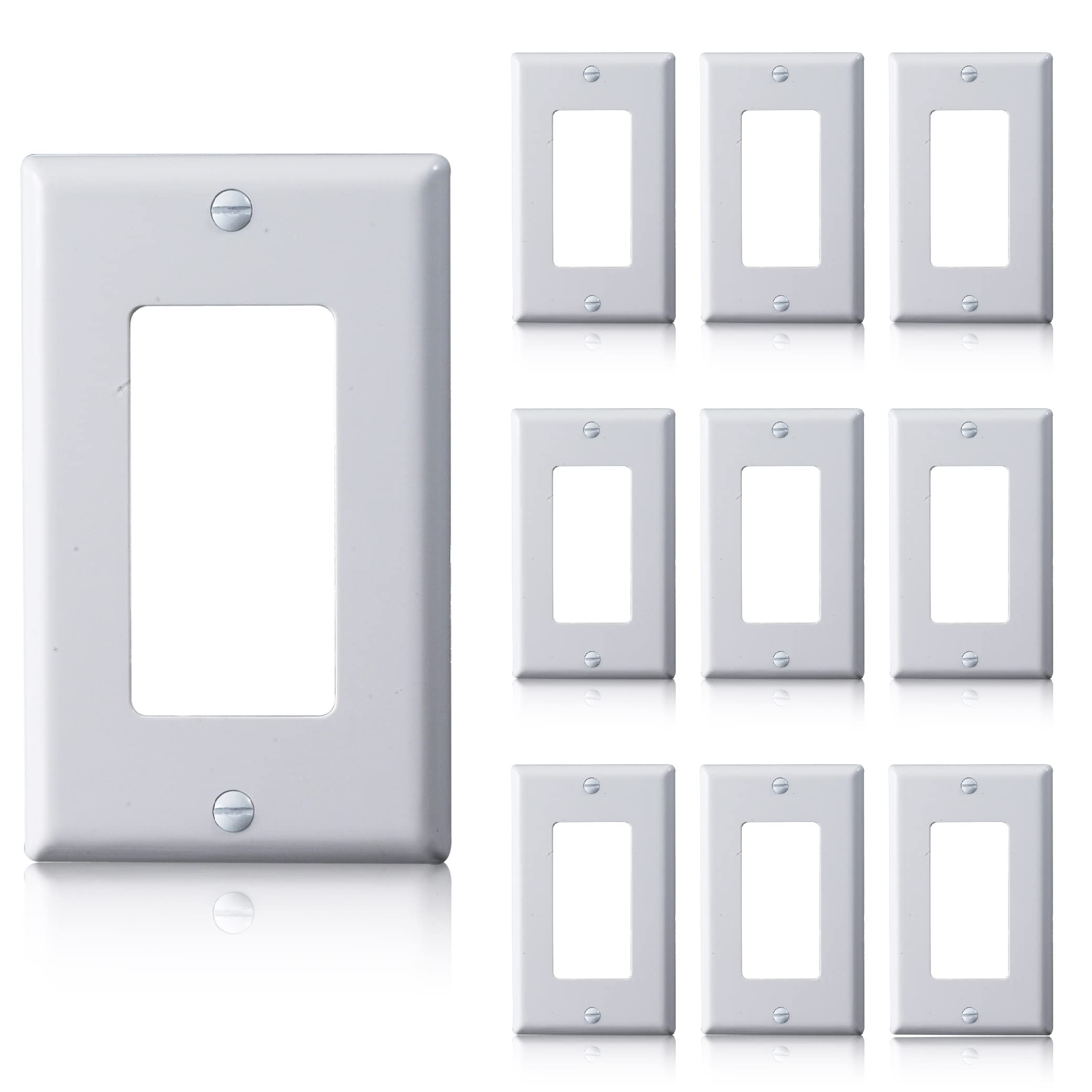 Faith White 1-Gang Decorator Wall Plate (10-pack) | Light Switch Cover Plate or Outlet Cover Wall Plate | 1-Gang Wall Plate for Decora Duplex, Rocker Switch or GFCI Outlet | Unbreakable Thermoplastic