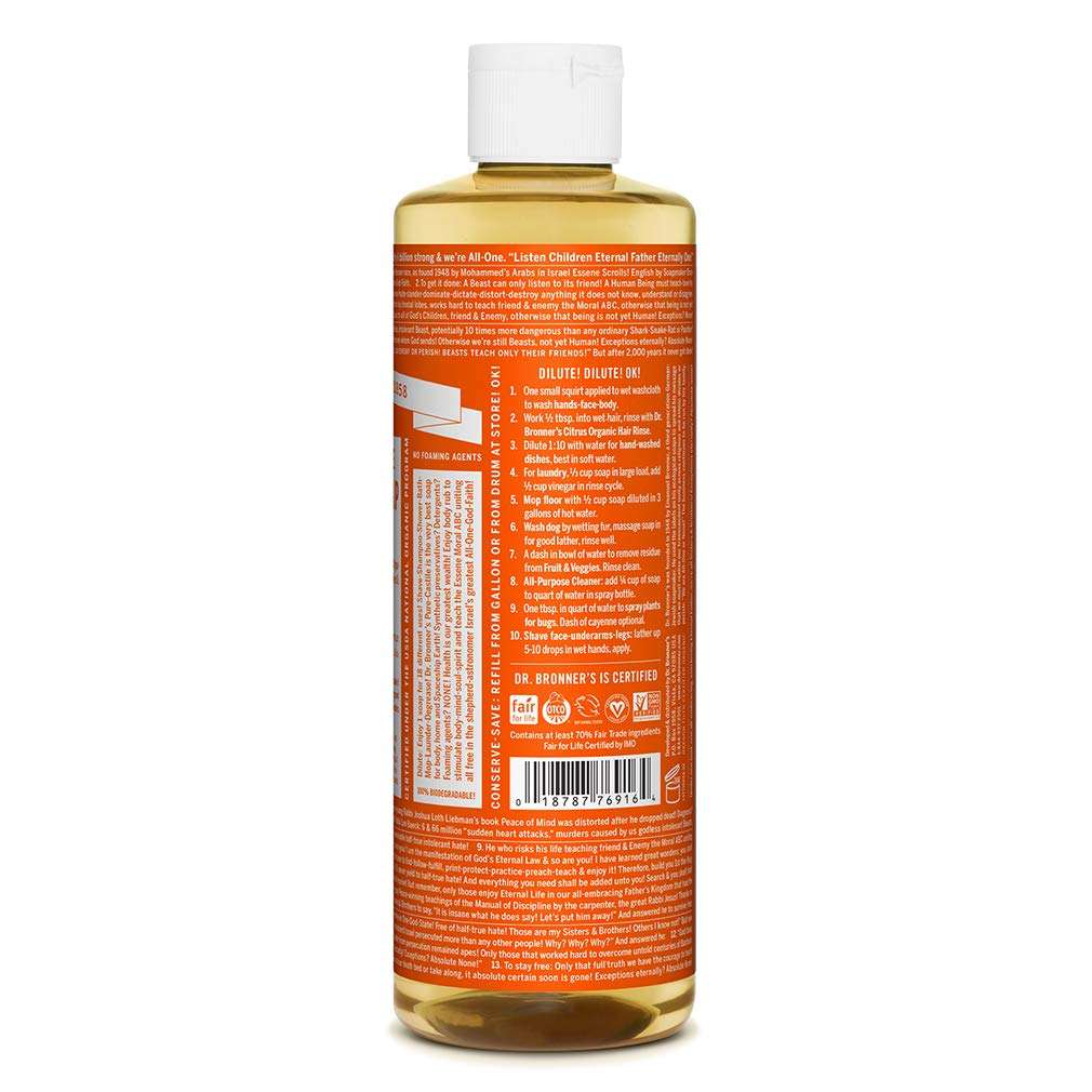 Dr. Bronner’s - Pure-Castile Liquid Soap (Tea Tree, 16 ounce) - Made with Organic Oils, 18-in-1 Uses: Acne-Prone Skin, Dandruff, Laundry, Pets and Dishes, Concentrated, Vegan, Non-GMO 2