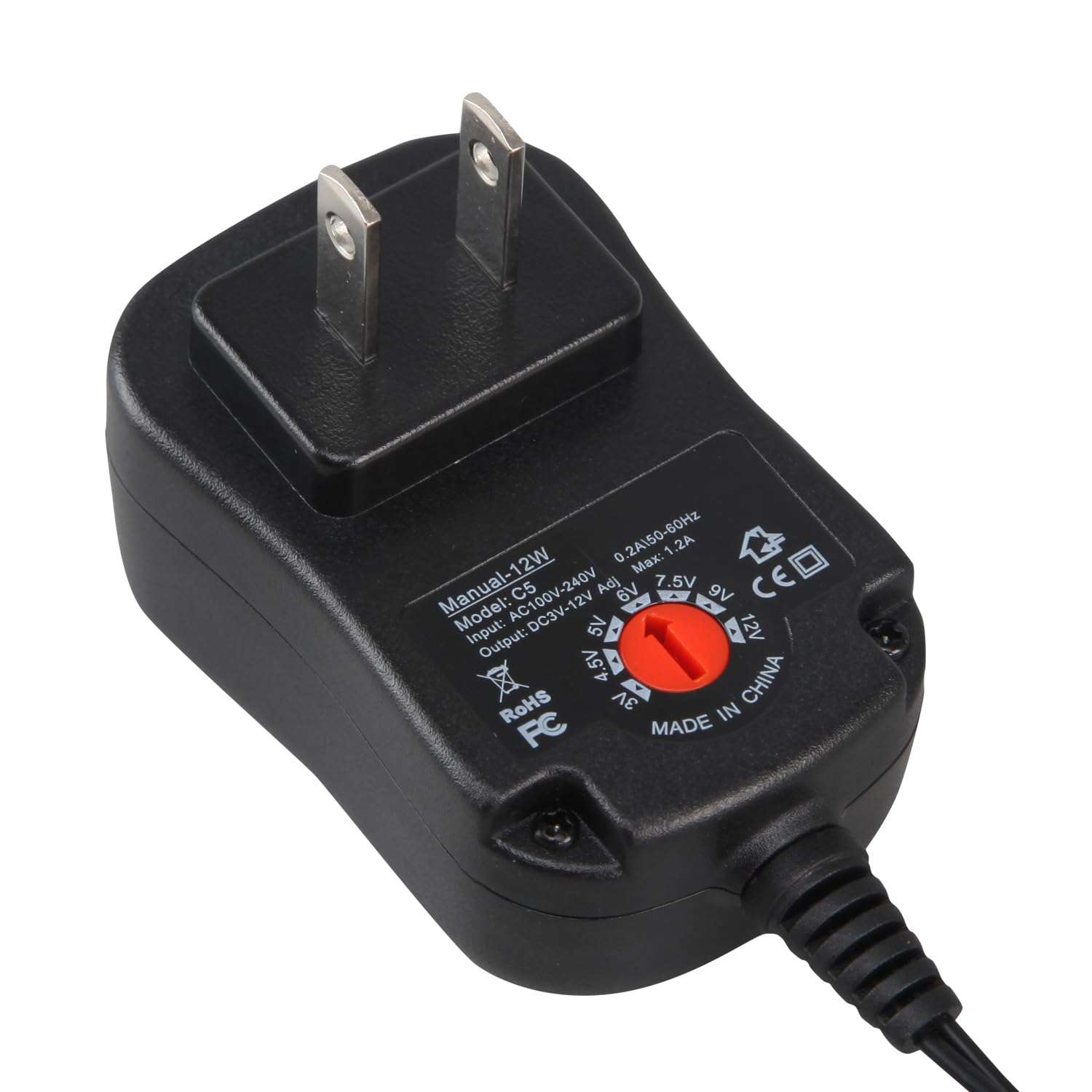 Universal Battery Eliminator Kit, 12W AC Power Supply Adapter with Adjustable Voltage, 7 Rechargeable Batteries Compatible Set (AA) 6