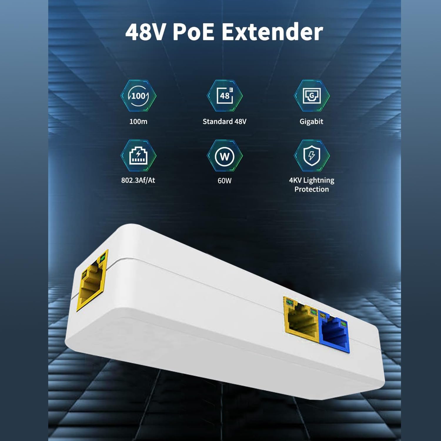 OHBET 2 Port PoE Extender 100Mbps, IEEE 802.3 af/at PoE Repeater, 1 PoE in 2 poe Out poe Splitter, Plug and Play, Wall Mount POE ethernet Repeater for Security Systems IP Camera (2 Port) 6
