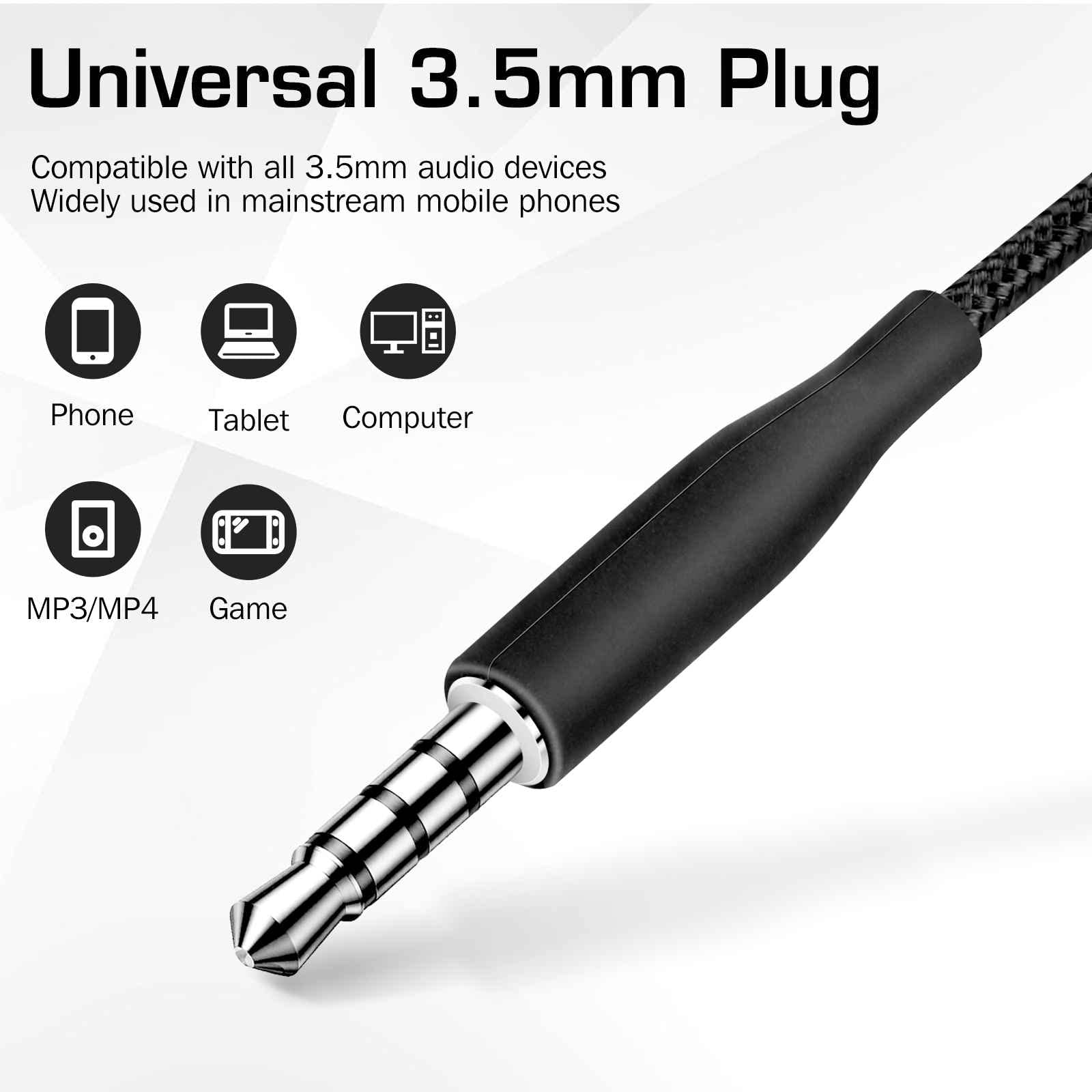 Wired 3.5MM Jack Durable Earphones Earbuds w Microphone and Volume Control, Deep Bass Clear Sound Noise Isolating in Ear Headphones, Compatible with Blackview Tab 12 Tuned by AKG 5