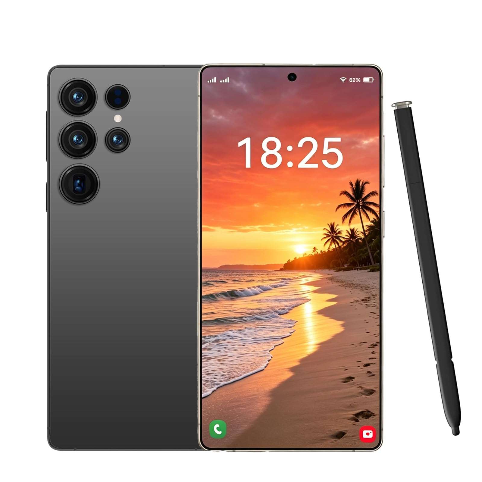 ExAchat I25U 5G Unlocked Phones,Android 15.0 Smartphone,6.9" HD,8000mAh Battery,8GB+256GB,72+108MP Camera,Built-in Stylus Pen,5G Dual SIM Cards/Face Unlock/Fingerprint Unlock/GPS. (Black) 1