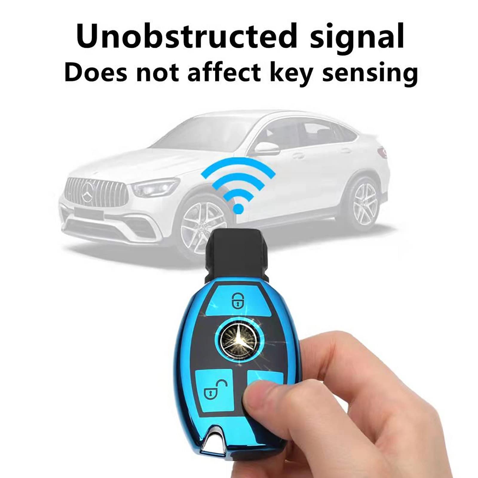 Creativity New Soft TPU Car Smart Key Case Suitable For Mercedes benz CLS CLA CLK G GL R SLK AMG A B C CL S SL M ML class Auto Cover Shell Accessories (silvery) 6