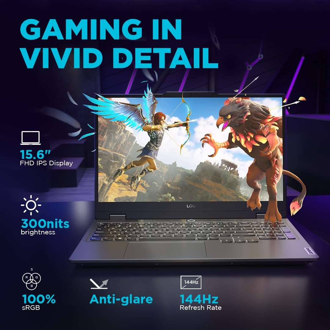 Lenovo LOQ 12th Gen Intel Core i5-12450HX 15.6" (39.6cm) 144Hz 300Nits FHD Gaming Laptop (8GB/512GB SSD/Win 11/Intel Arc A530M 4GB/100% sRGB/3 Month Game Pass/Luna Grey/2.4Kg), 83FQ002QIN 2