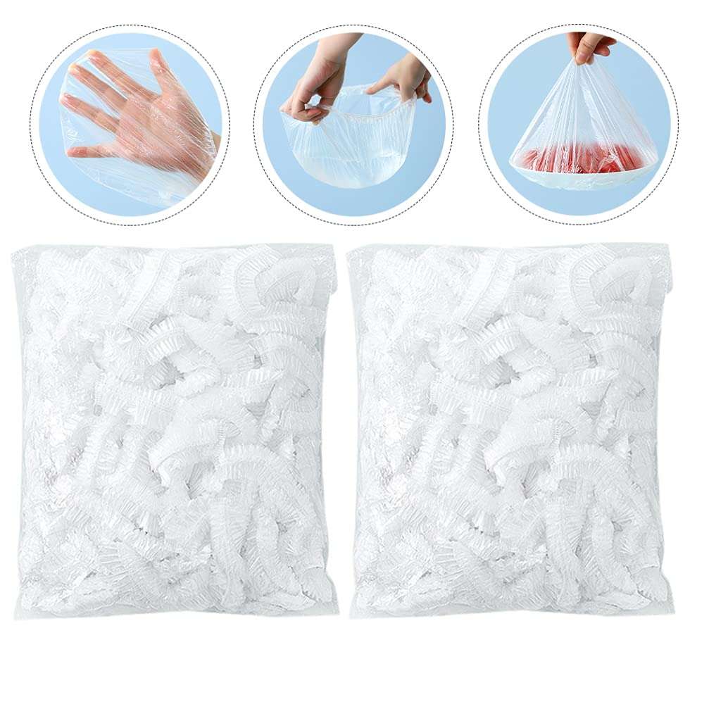 UPKOCH 200pcs Reusable Elastic Stretch Bowl Covers with Stretch Food Storage Covers Elastic Dish Plate Wrap Bowl Covers for Leftover and Meal Prep 4