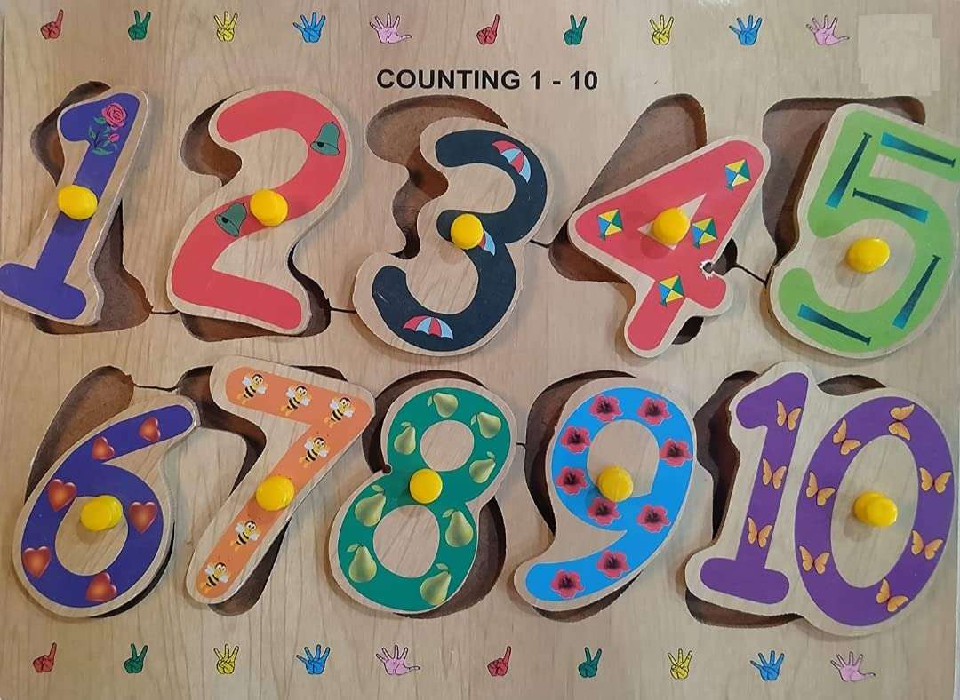 MEHRANSH® Wooden Colorful Learning Educational Board with Knobs for Kids, Educational Learning Wooden Board Tray (1-10) 3