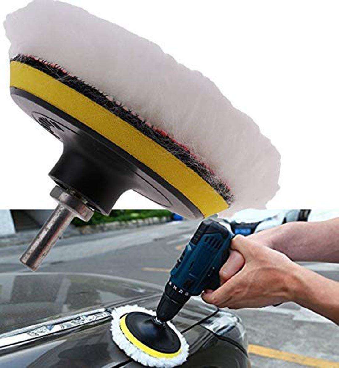 DIY Crafts 1 Set, 4 Pcs Kits, 3'' Car & Motorbike Care High Gross Wax Polishing Buffing Pad Kit Car Polishing Buffer Set with Drill Adapter for M10 Connector Drill Accessories f (1 Set, 4 Pcs Kits) 4