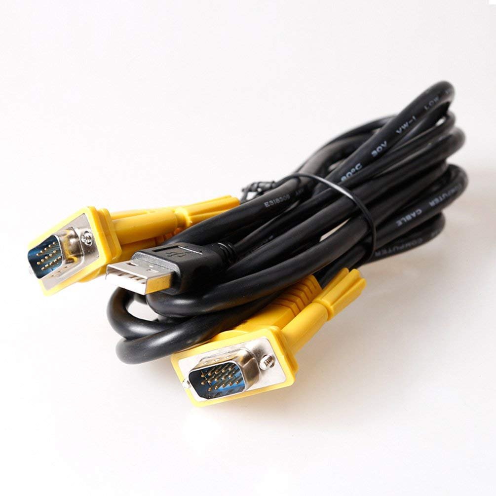 RIJERUSB 16ft VGA/USB KVM Cable, 5M, Black, 1 Count, Indoor Use, Compatible with Computers and KVM Switches 3