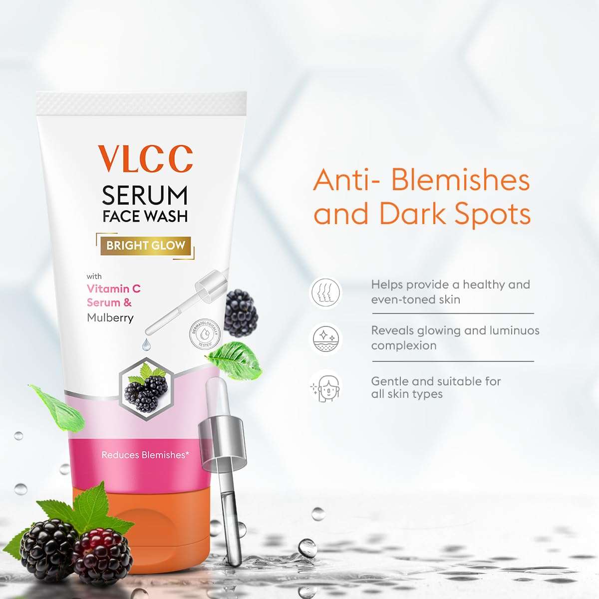 VLCC Serum Facewash - 100ml | with Vitamin C Serum Rich in Antioxidants & Mulberry Extract to Reduce Blemishes & Bright Glow | Dermatologically Tested 4