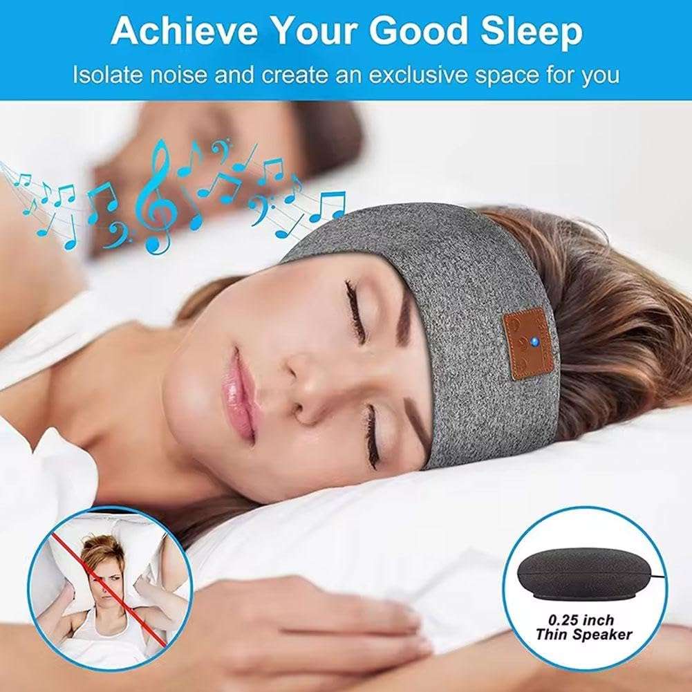 Sleep Headphones Bluetooth 5.0,Bluetooth Sports Headband Headphones,Headband Earphones Wireless, Sleep Mask for Side Sleeping, Sleeping Eye Mask for Women Men,Unique Gifts for Xmas (Black) 4