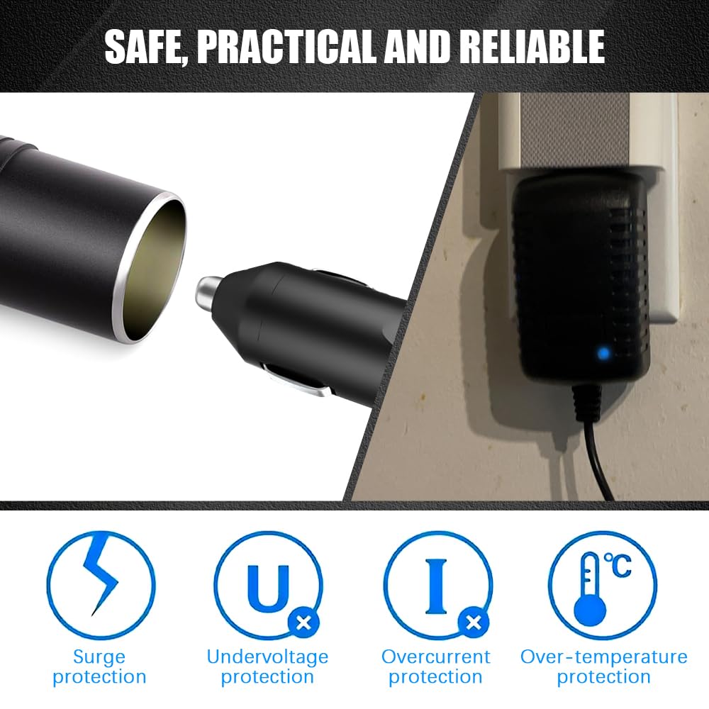 Tecledsn AC to DC Converter, Cigarette Lighter Adapter, 100-240V to 12V 2A 24W Car Cigarette Lighter Socket, Auto AC/DC Power Supply Adapter Transformer for Inflator, Refrigerator & Other Car Devices 6