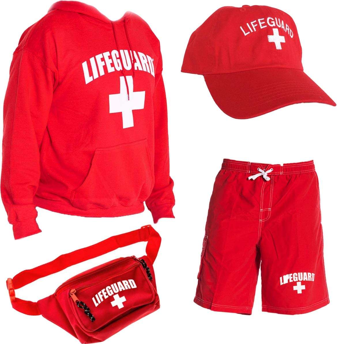 LIFEGUARD Officially Licensed Mens Halloween Costume Combo Pack Hoodie, Shorts, Hat, Fanny Pack … 1