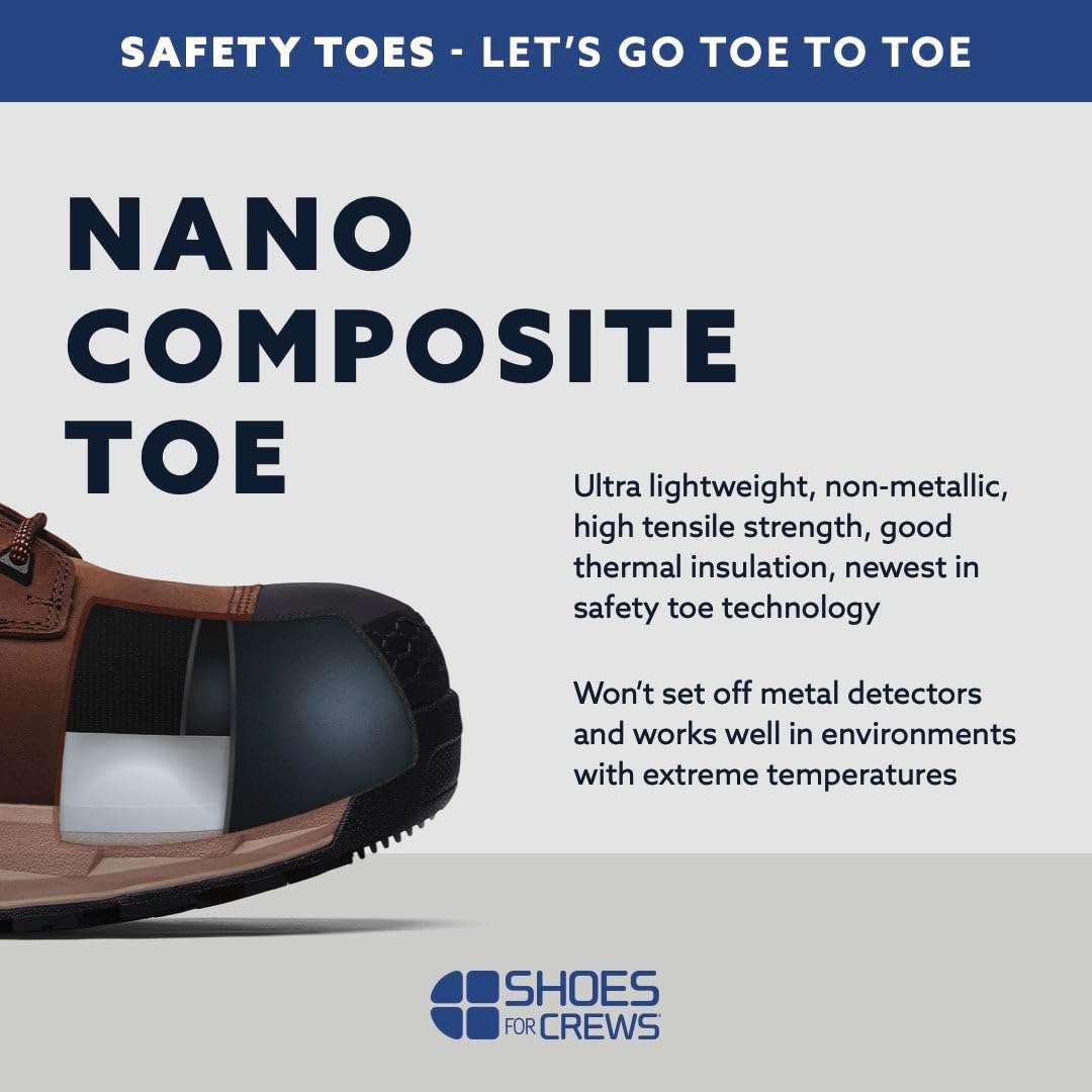 Shoes for Crews Senator, Men's Nano Composite Toe (NCT) Uniform Dress and Work Shoes, Slip Resistant, Water Resistant, Black, Size 8.5 6
