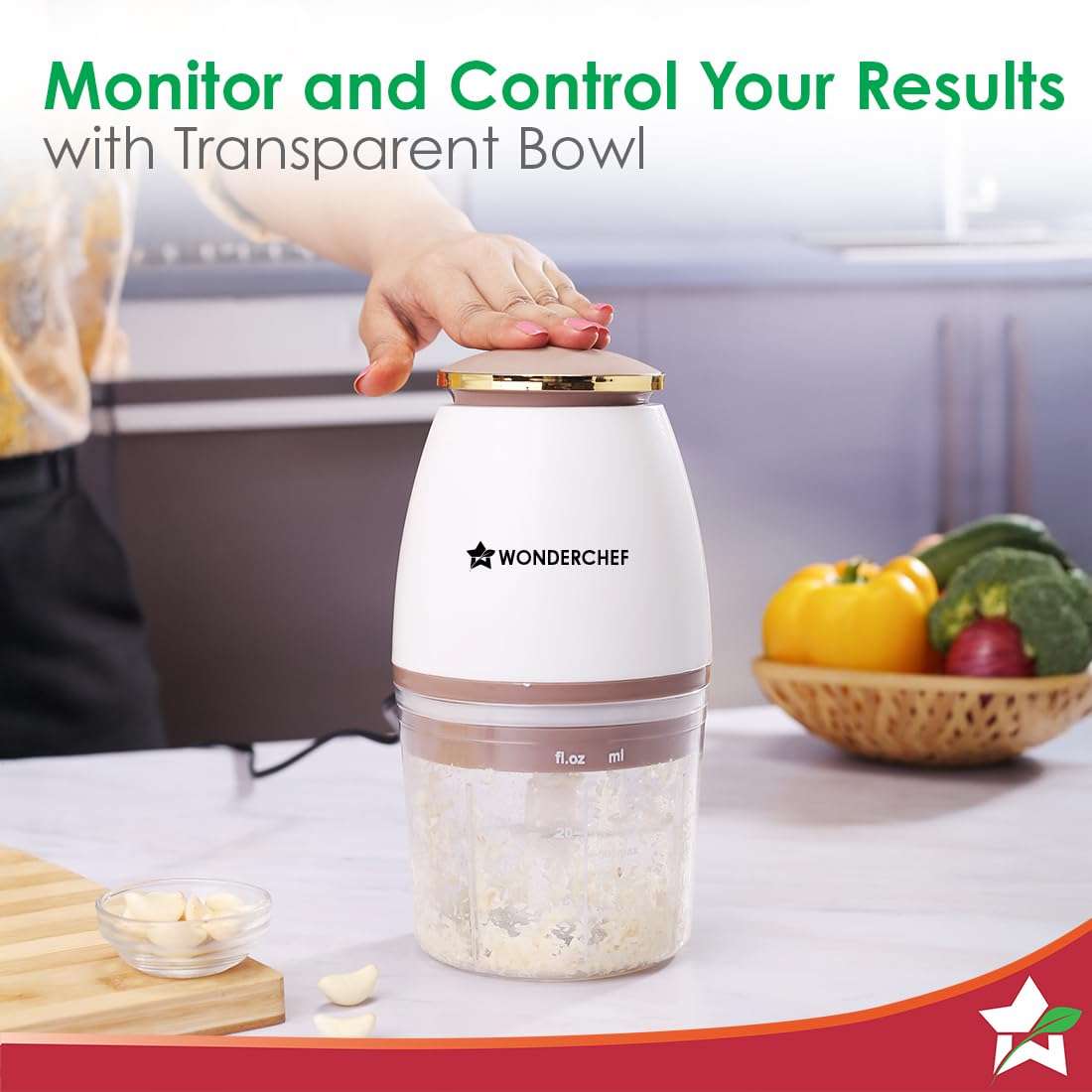 Wonderchef Nutri-chop Pearl Electric Chopper | 4 Sharp Stainless Steel Blades | 700ml | 350W | Chop and Mince Vegetables, Meat, Blends Dips | Low Noise | Light-weight | 2-Year Warranty 5