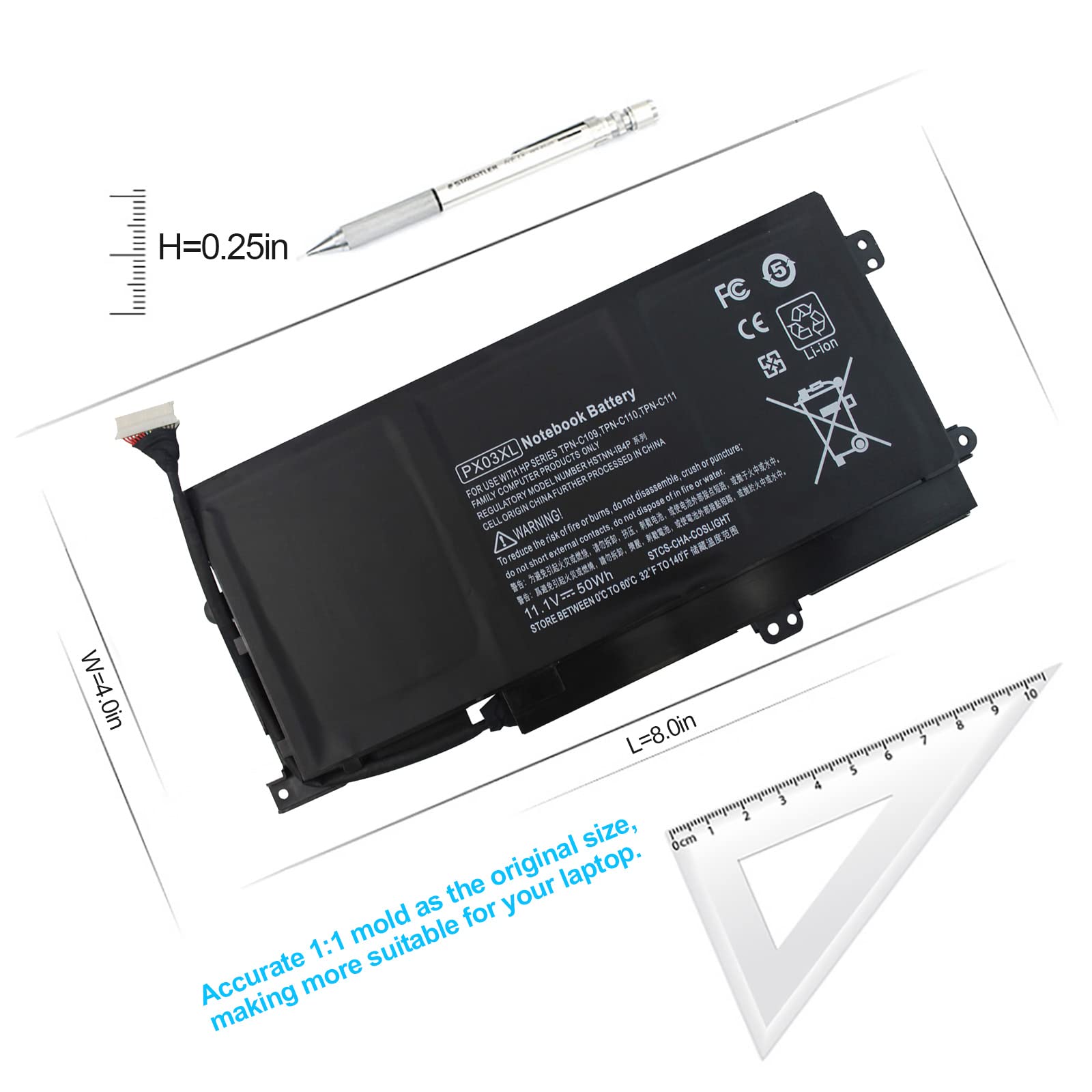 PX03XL 715050-001 K002TX K022DX Battery for HP Envy 14 Touchsmart M6 M6-K M6-k022dx M6-K125DX M6-K015DX M6-K025DX M6-K010DX M6-K022DX 14-K112NR 14-K002TX 714762-1C1 TPN-C109 TPN-C110 TPN-C111 Laptop 3