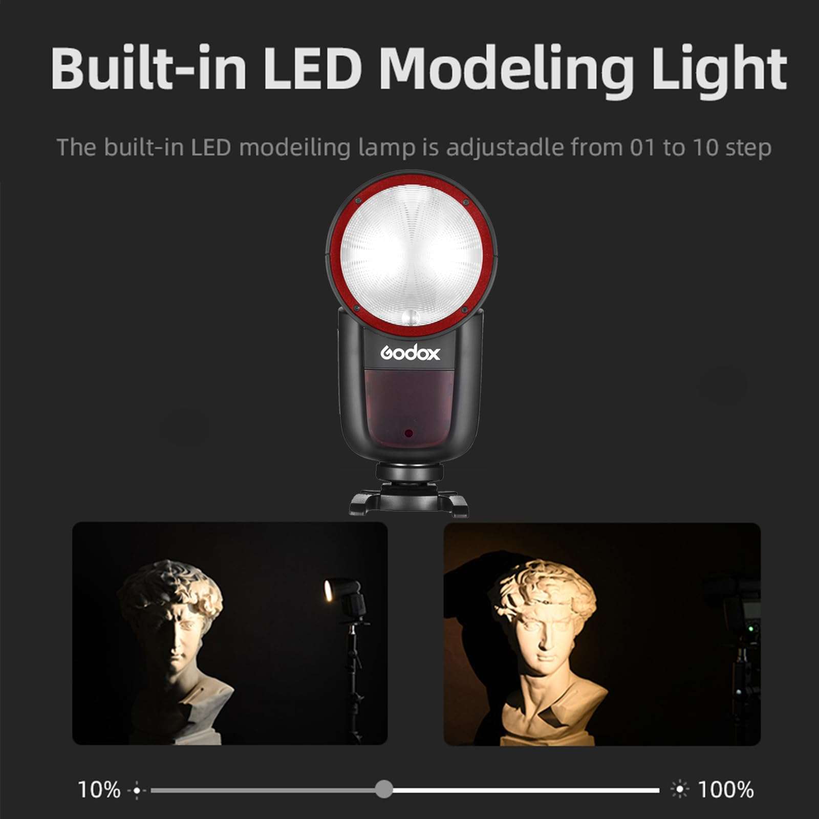 Godox V1C Flash V1-C USA Version Round Head Camera Flash, 2.4G TTL Flash, 1/8000s HSS, Built-in Lithium Battery, 10 Level LED Modeling Lamp, 1.5s Recycle Time 6