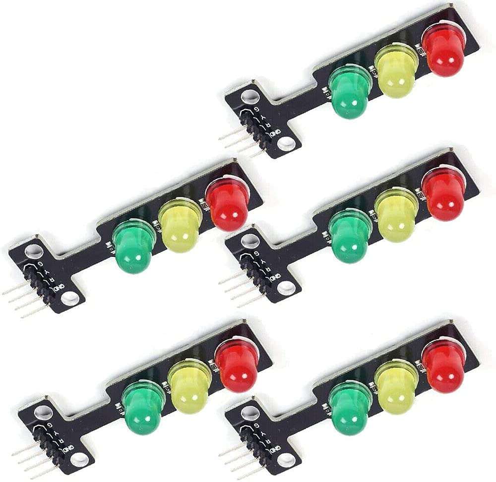 Adeept 5PCS Mini Traffic Light LED DC 5V 5mm Display Module for Arduino Creative DIY Project Kit, Raspberry Pi, Traffic Light for Traffic System Model 3