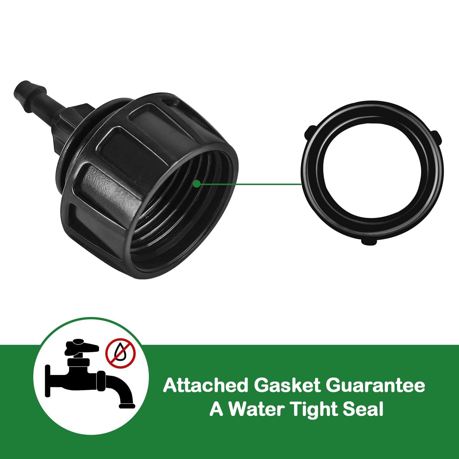 TTioDri 1/4" Drip Irrigation Fittings, 26 Pcs Lock Barbed End Plug Connectors for 1/4 Inch Drip Irrigation Tubing Drip Line End Cap Parts with Lock Nut for Garden Lawn Drip Systems 4