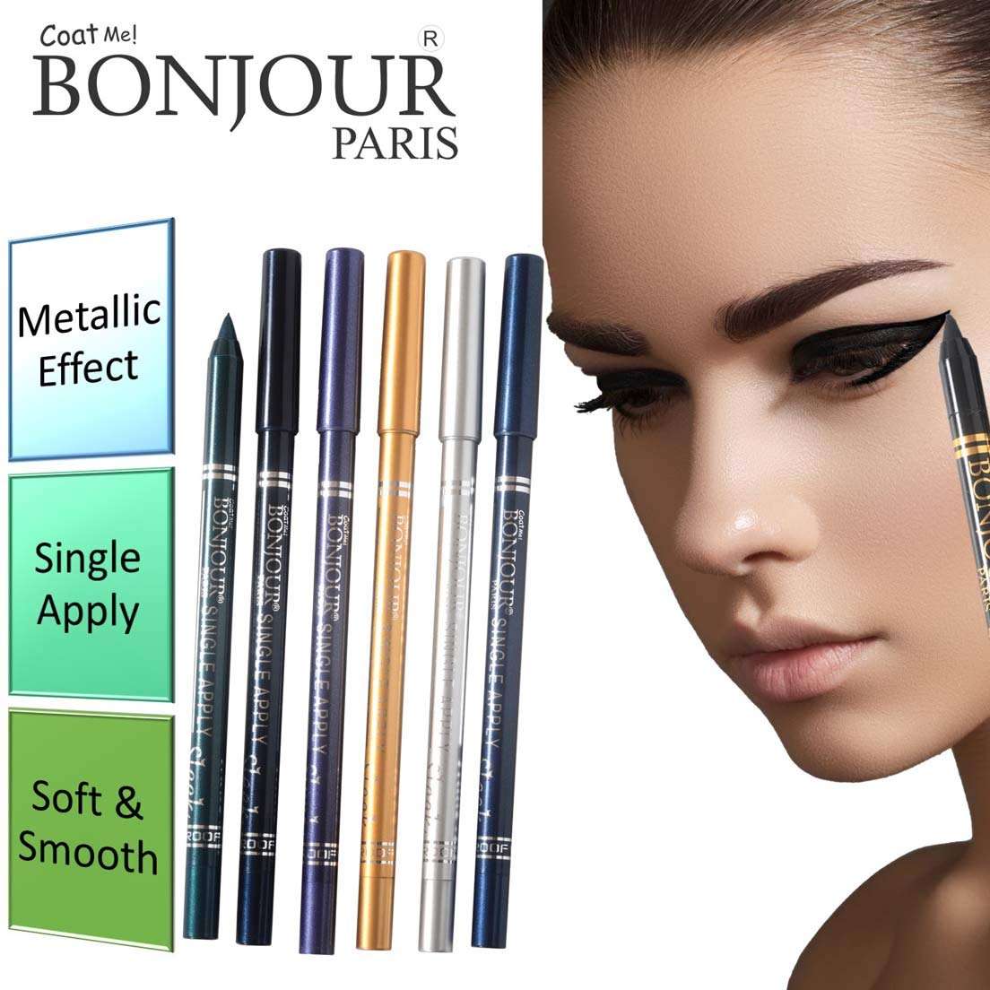 Bonjour Paris Metallic Eye Pencil (Cool Purple) + Auto Kajal- Combo Offer (40% Discount) 6