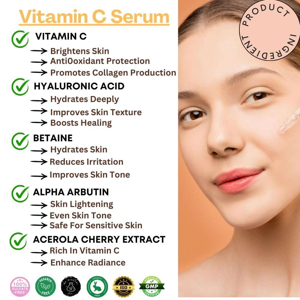 OREGOCARE 10% Vitamin C Face Serum | Helpful in Skin Brightening, Smooths Fine Lines, Firms Skin, Fights Age Spots & Hydrates with Easyliance | For both Men & Women | 30ml, Pack of 1 5