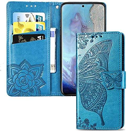 ClickCase Butterfly Series for Redmi 10A Leather Embossing Wallet Flip Case Kick Stand Magnetic Closure Flip Cover for Redmi 10A (Sky Blue) 2