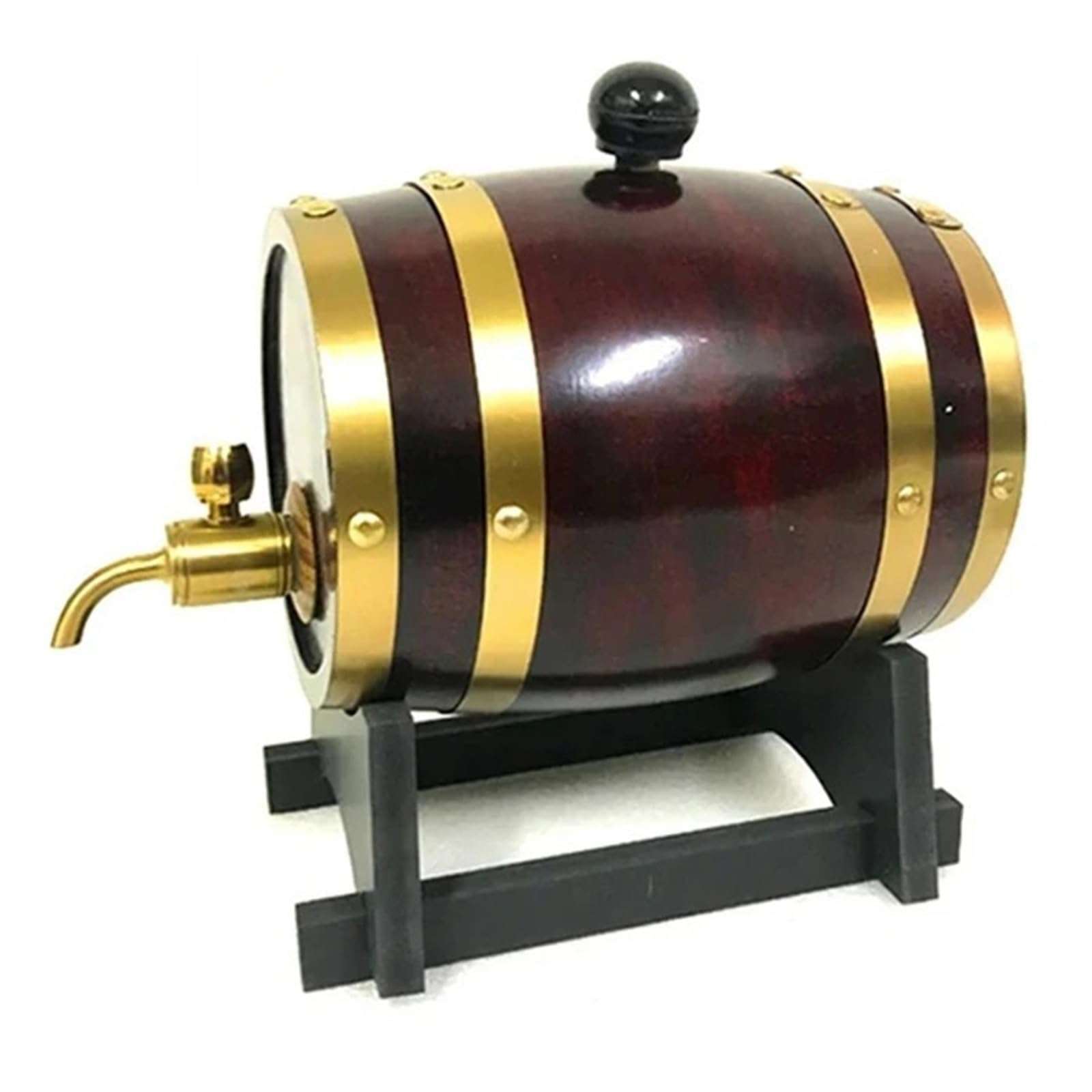 Home Brew Beer Keg 3L Wood Barrel Vintage Oak Beer Brewing Tools Tap Dispenser For Rum Pot Whisky Wine Mini Bar Tools(Metal faucet 4) 3