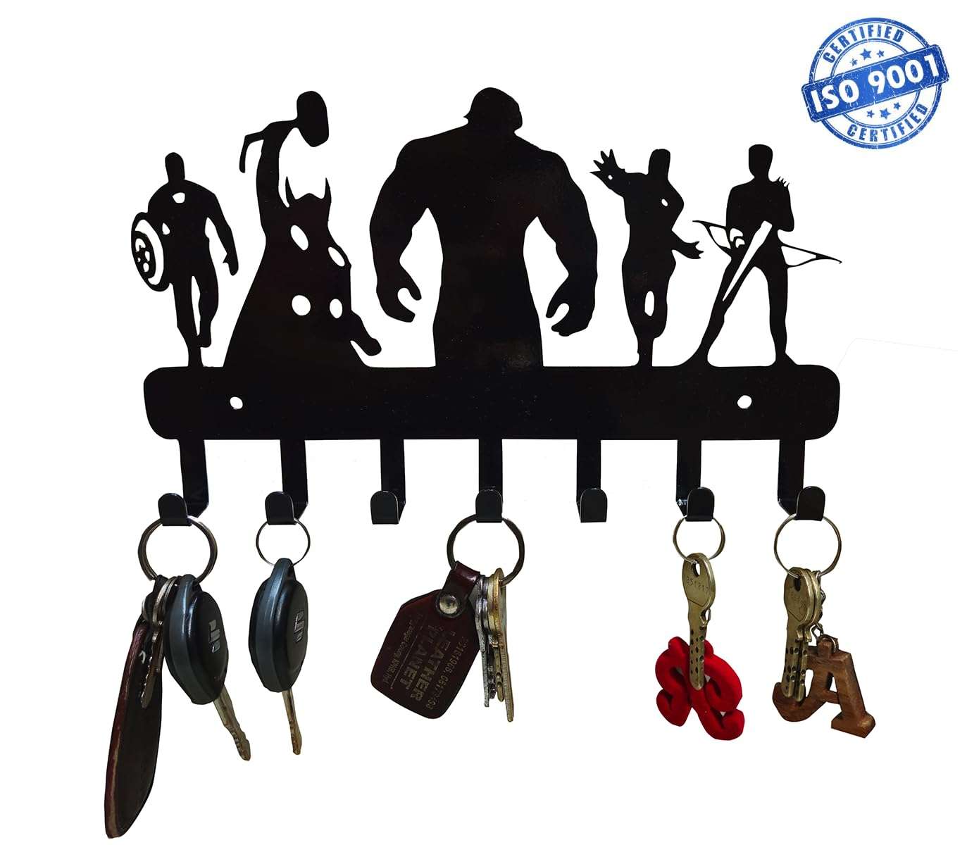 VEI Marvel Avengers Black Wall-Mounted Metal Key Holder – Durable Key Rack for Wall Decor, 28 x 17 x 2 cm 3